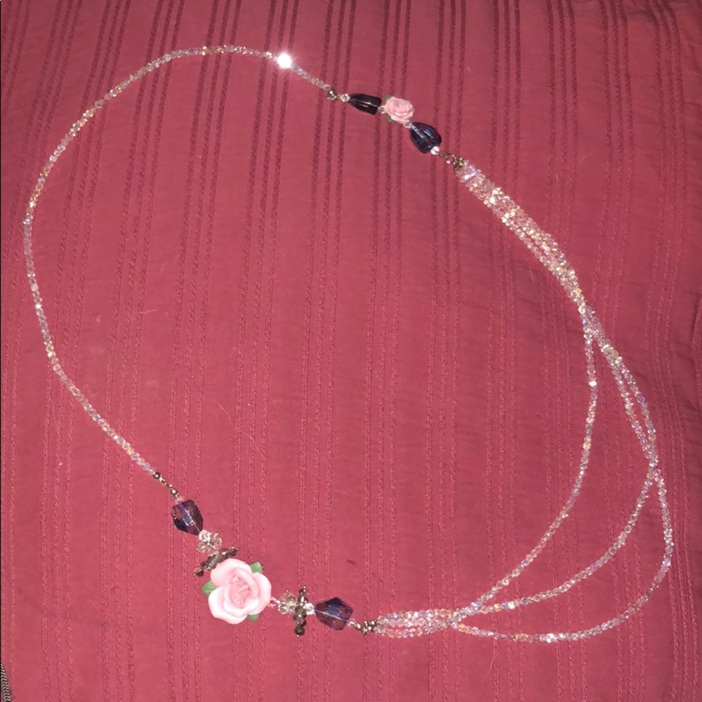 Super long Swarovski crystal necklace Hand-made